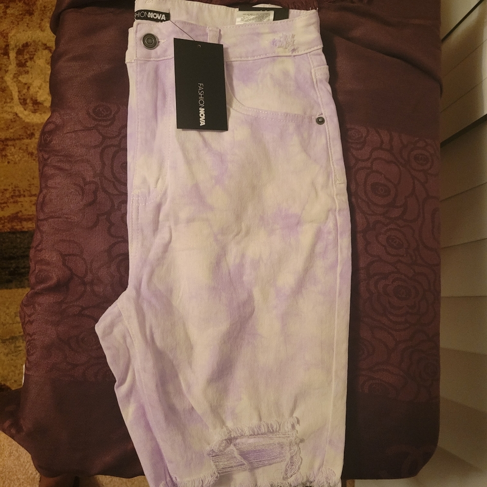 Fashon Nova tye-dye denim shorts